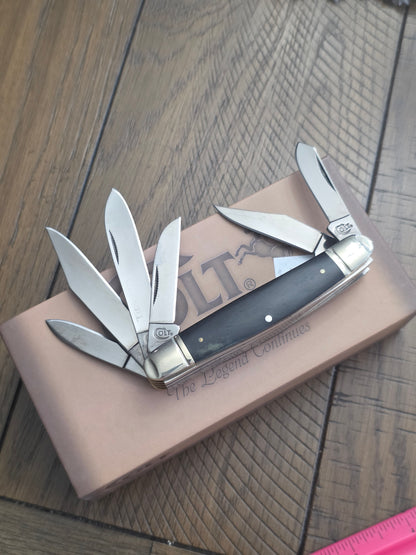 Colt 6 Blade Stockman black Smooth Bone Titanium Series CT314