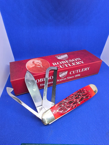 Robeson Shur-Edge Gamecock Knife - 4" Fightin' Chicken Knife - Jig Red Bone ROB632730
