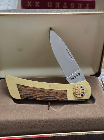 Gerber Small Lockback Hunter Knife with Imperial Chemical Industries Logo NIB