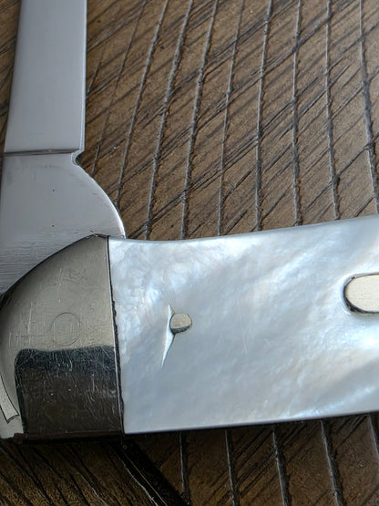 KA-BAR Mother of Pearl Canoe with Bar shield Olean,N.Y.