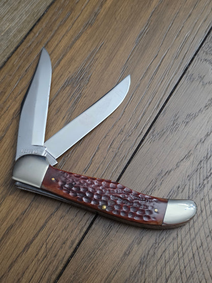 1940-64 Case XX Red Bone Folding Hunter Red Bone Jigged Handles 6265SAB