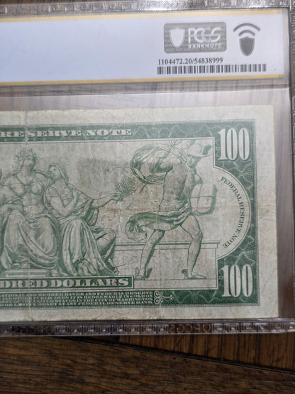 1914 $100 Federal Reserve Note New York VF 20 PCGS Grade