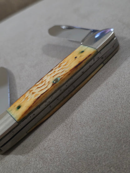 1991 Case XX Classic Gunboat Canoe 6394 Burnt Natural Bone Handles