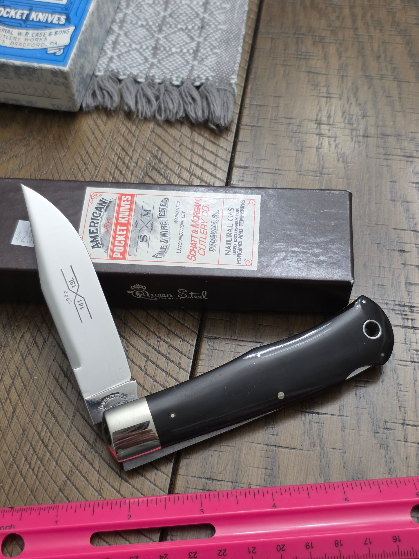 2002 Schatt & Morgan 100th Anniversary Cape Buffalo Horn Lockback Hunter