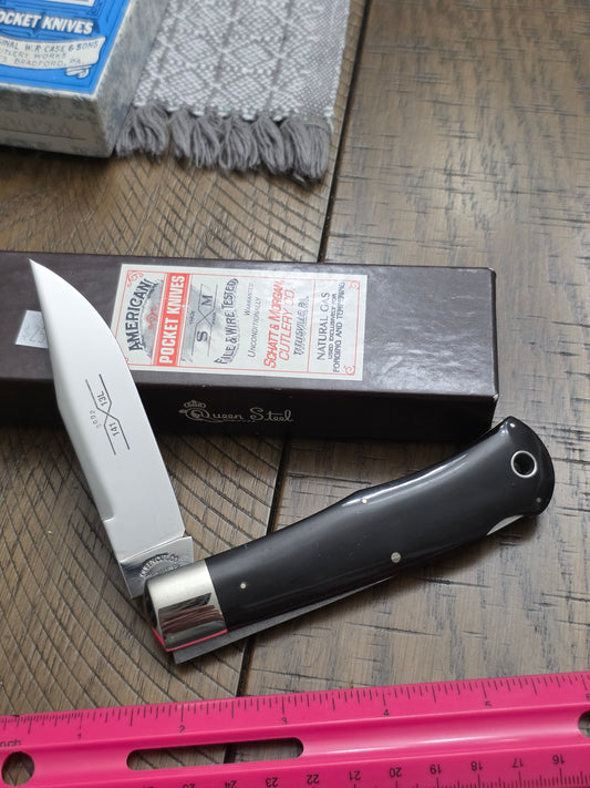 2002 Schatt & Morgan 100th Anniversary Cape Buffalo Horn Lockback Hunter