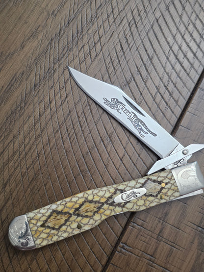 2003 Case XX Smooth Antique Rattlesnake Cheetah Scrolled Bolster