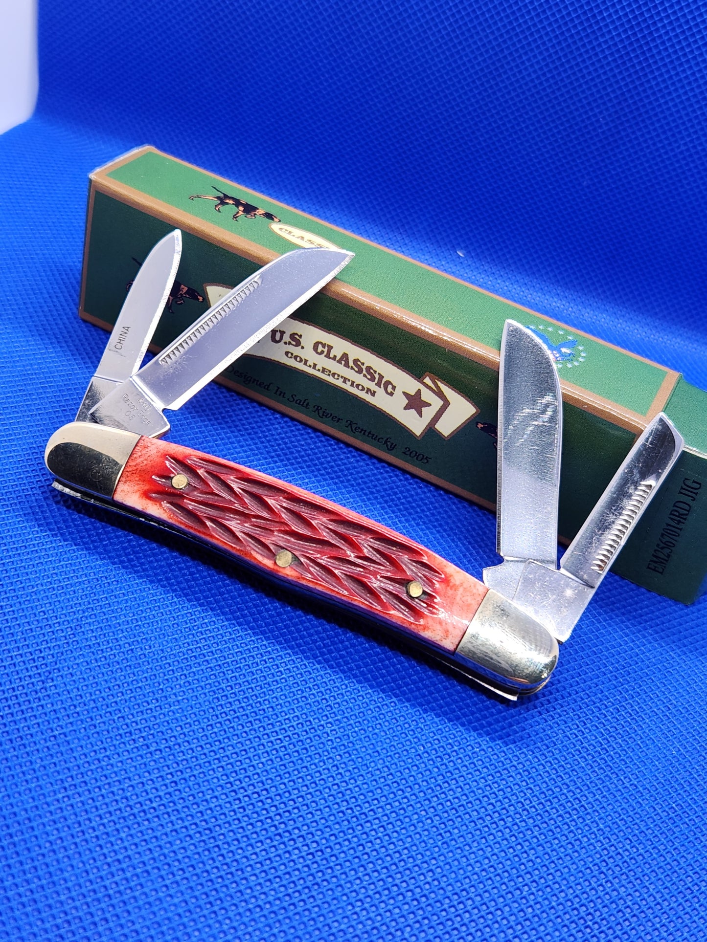 US Classic Congress Red Jig Bone Pocket knife EM2567014RD JIG