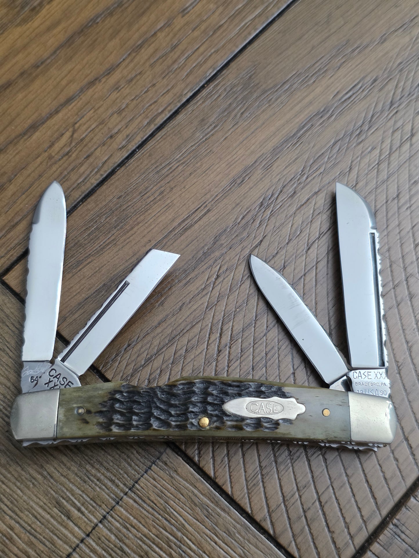 1990 Case XXX Green Rogers Jigged Bone 6488 Congress with File worked Springs and Spine