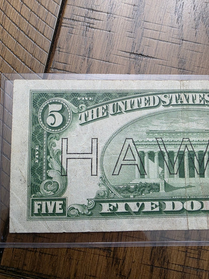 1934A $5 Hawaii FRN Emergency Note - Nice Condition