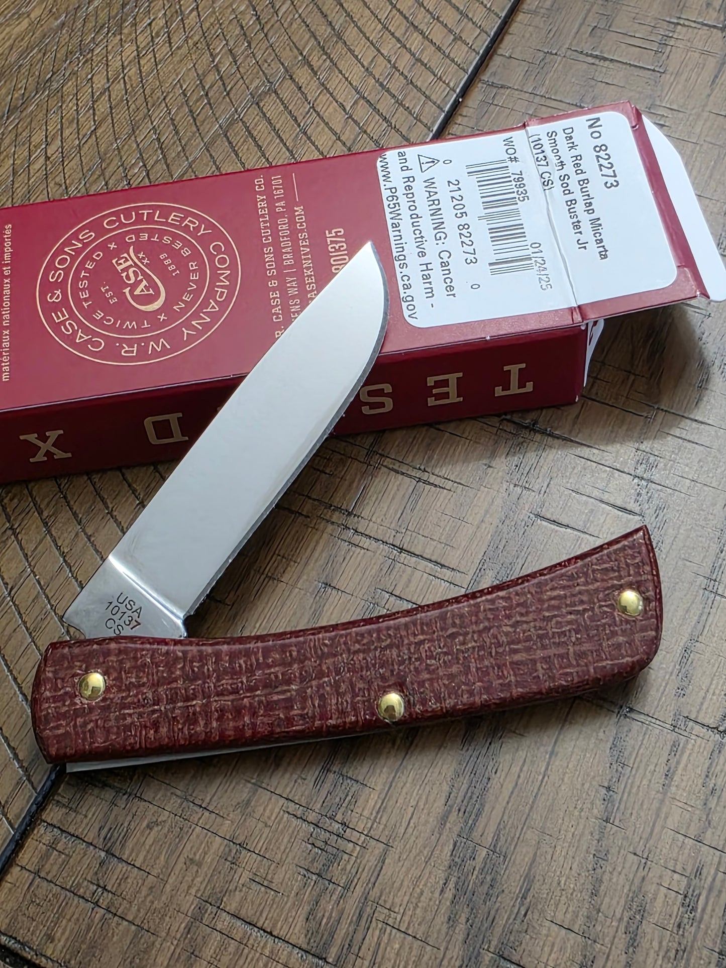 2025 Case XX Sod Buster JR  Dark Red Burlap Micarta First Production Run 1 of 250 82273