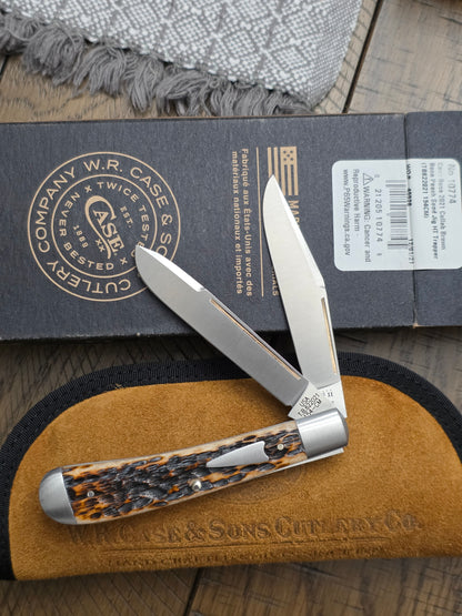 2021 Case XX Tony Bose Hunter Trapper - Brown Jigged Bone Handles - 10774