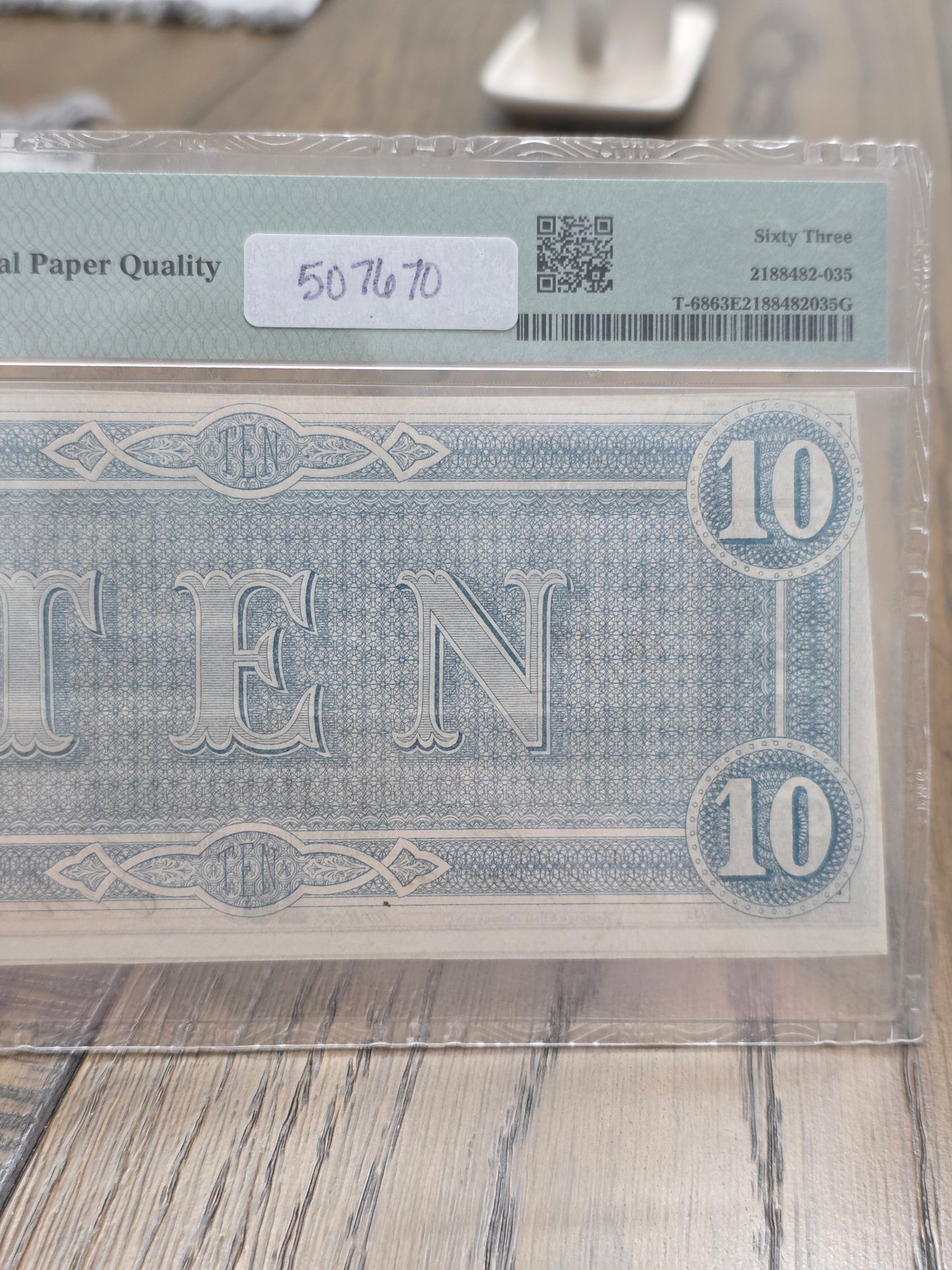 1864 $10 Confederate States of America 63 Choice Uncirculated PMG EPQ T-68