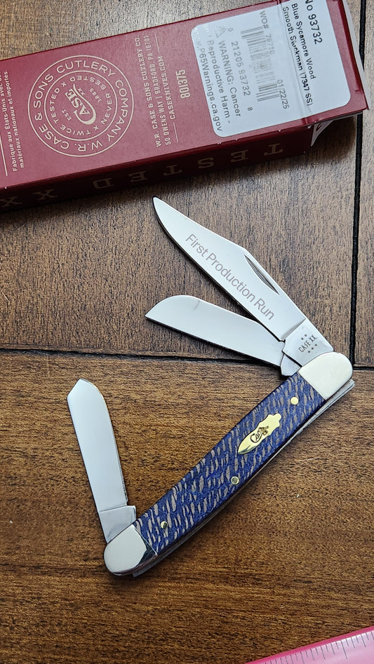 Case XX 7347 Blue Sycamore Wood Stockman 93732 First Production Run