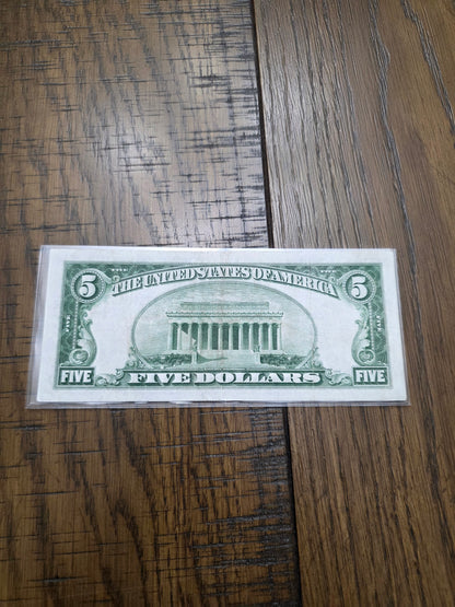 1934 Series A $5 Yellow Seal Silver Certificate Emergency issued