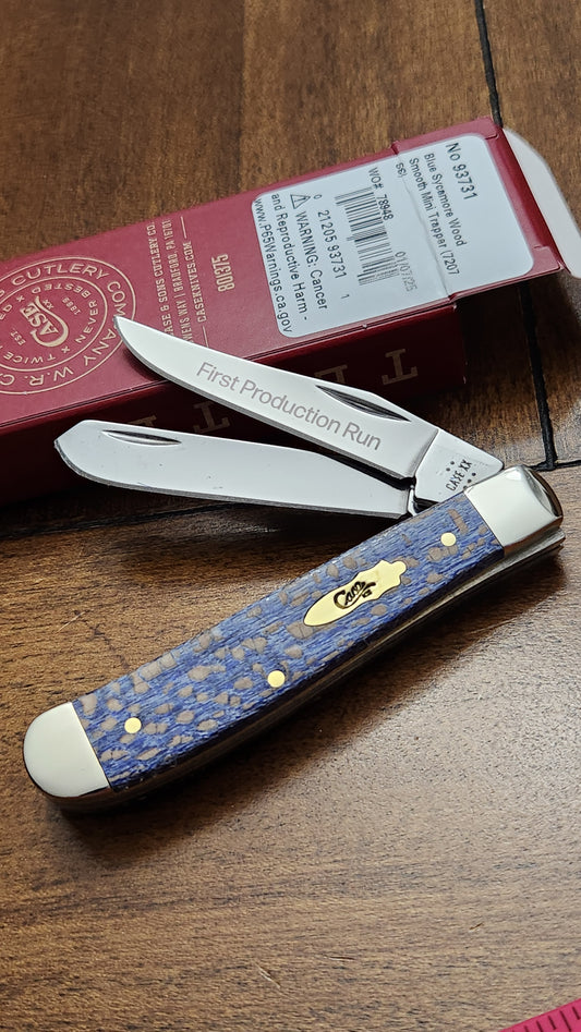 Case XX 7207 Blue Sycamore Wood Mini Trapper 93731 First Production Run