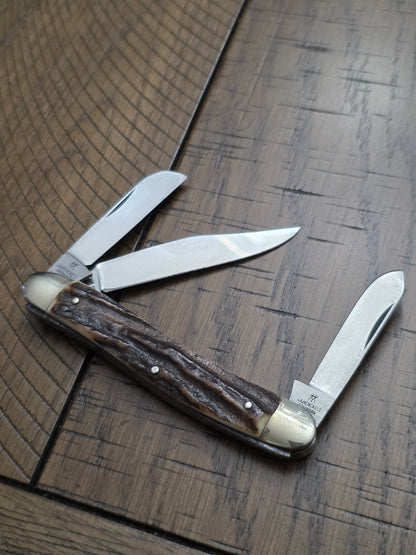 J.A. Henckels German Stockman 1815 Stag Handle 3 Blade Badge Shield