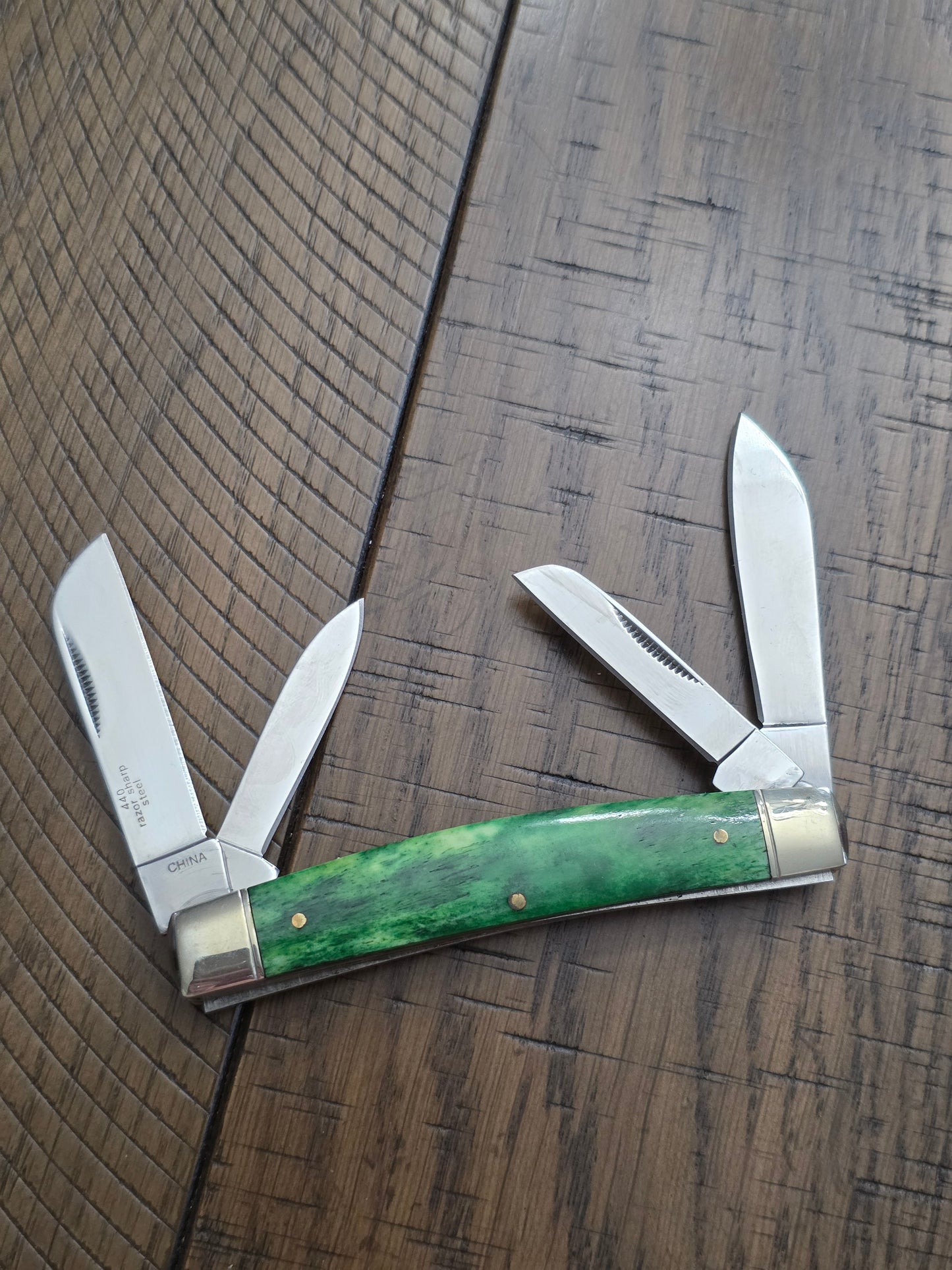 Rough Ryder - Large Congress Smooth Green Bone - Anvil Etch 1st Gen.