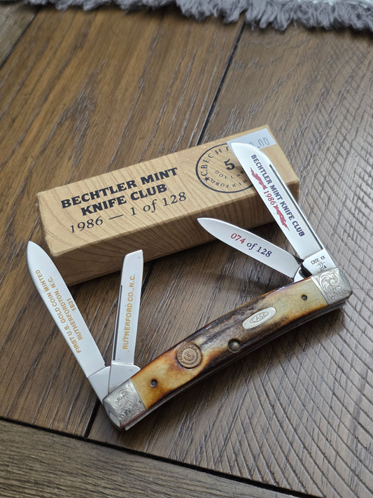 1986 Case XX 5488 Bechtler Mint Knife Club 1 of 128 Genuine Stag Handle
