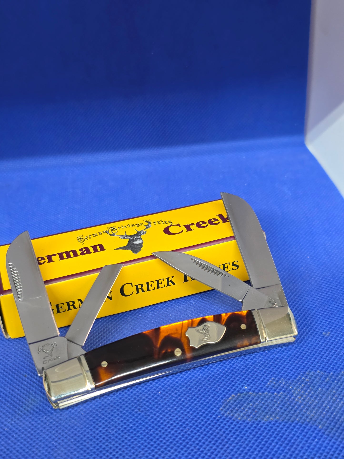 GERMAN CREEK 3 5/8" Couteau de poche du Congrès 4 lames, graines de citrouille flambant neuves