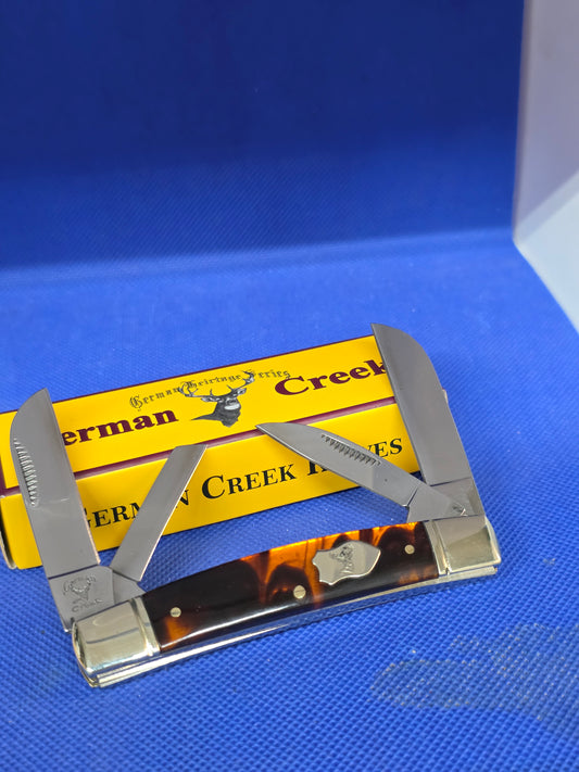 GERMAN CREEK 3 5/8" Congress Pocket Knife 4 Blades, Brand New Pumpkin Seed EM2567064PS