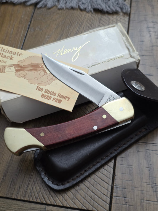 Schrade + USA LB7 Wooden Lockback Folding Hunter