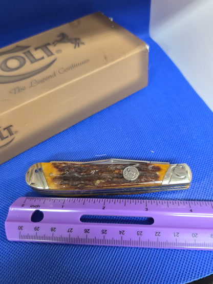 Colt Brown Bone Stag Trapper CT212 Vintage Discontinued