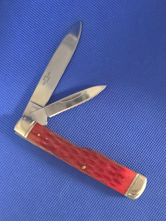 Rough Rider Red Jig Bone Gunstock 2 Blade 1st Gen.