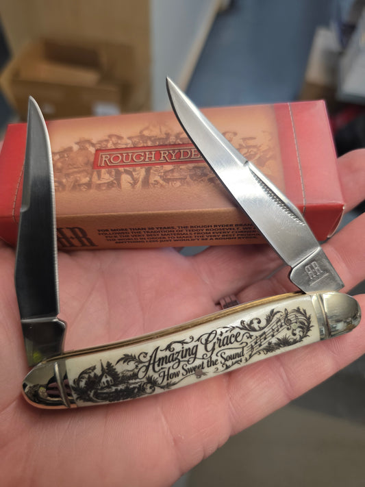 Rough Ryder - Muskrat with Amazing Grace Scene Custom Etched - 22034AG