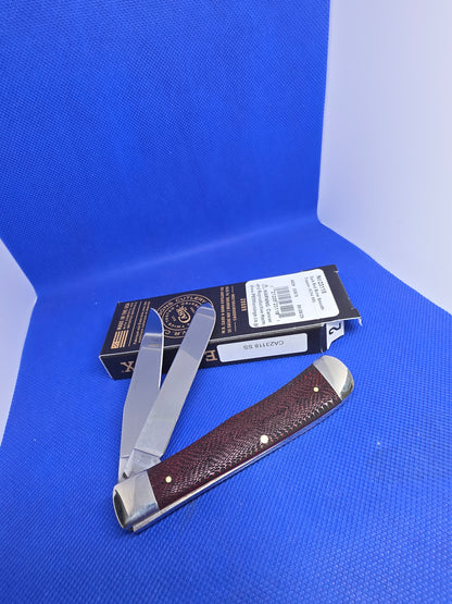 2025 Case XX Smooth Red Bone Snake Skin Trapper Pocket knife CA23118 SS