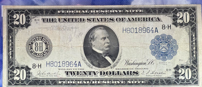 1914 Series $20 FRN Large Size Good condition Federal Reserve Note