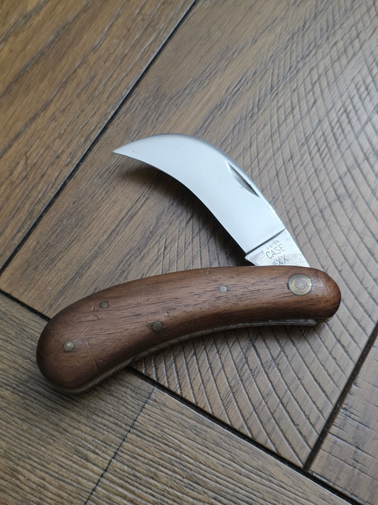 1940-64 Case XX Hawkbill Pruner with Walnut Wooden Handles Factory Edge