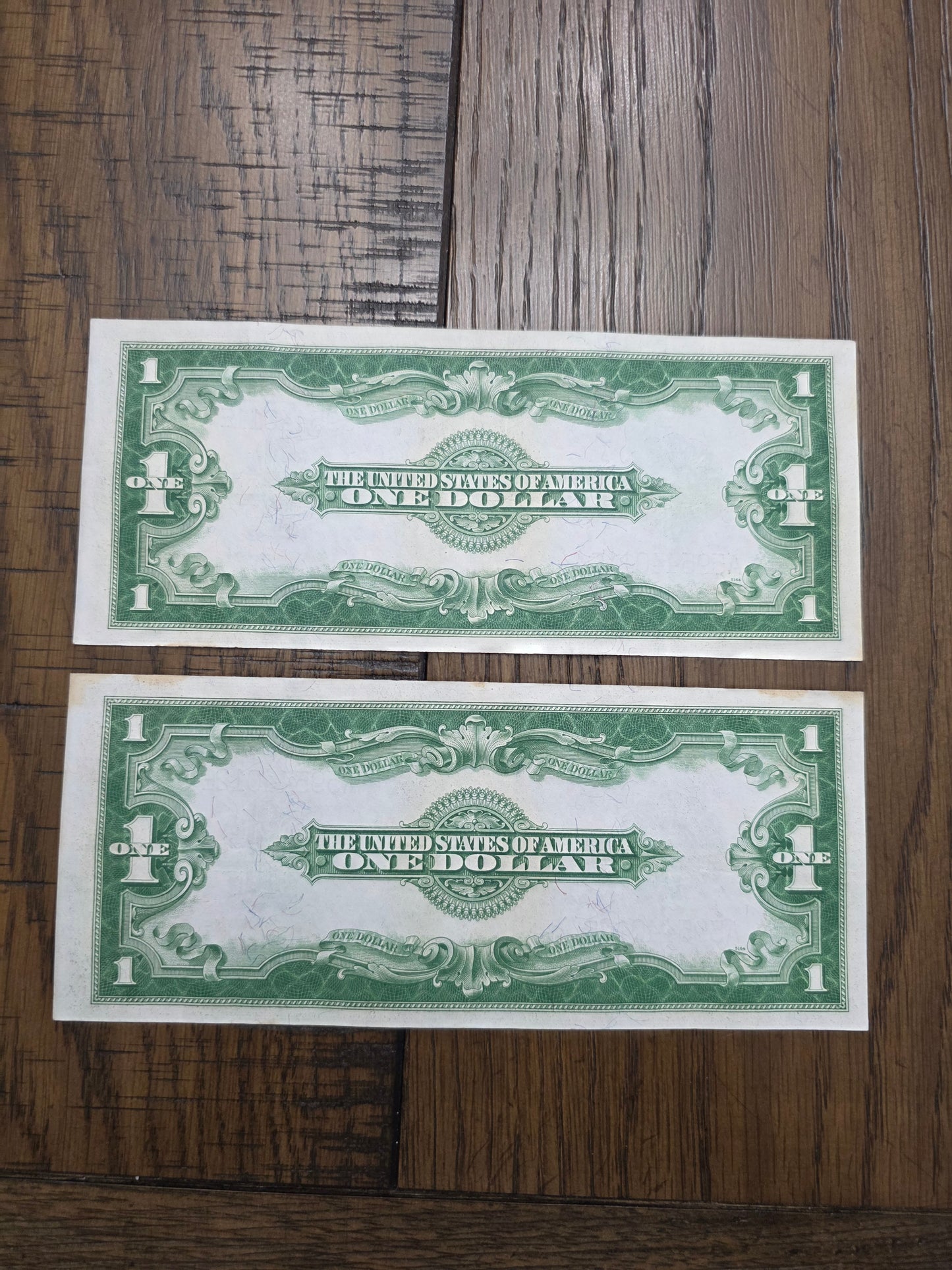 2 - 1923 Series $1 Blue Seal Silver Certificates LARGE Size Notes Consecutive Numbers AU Condition