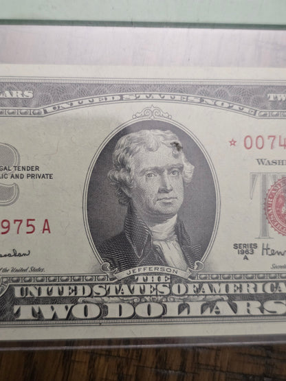 1963 A Series $2 Red Seal Star Note 64PPQ Uncirculated Very Choice New