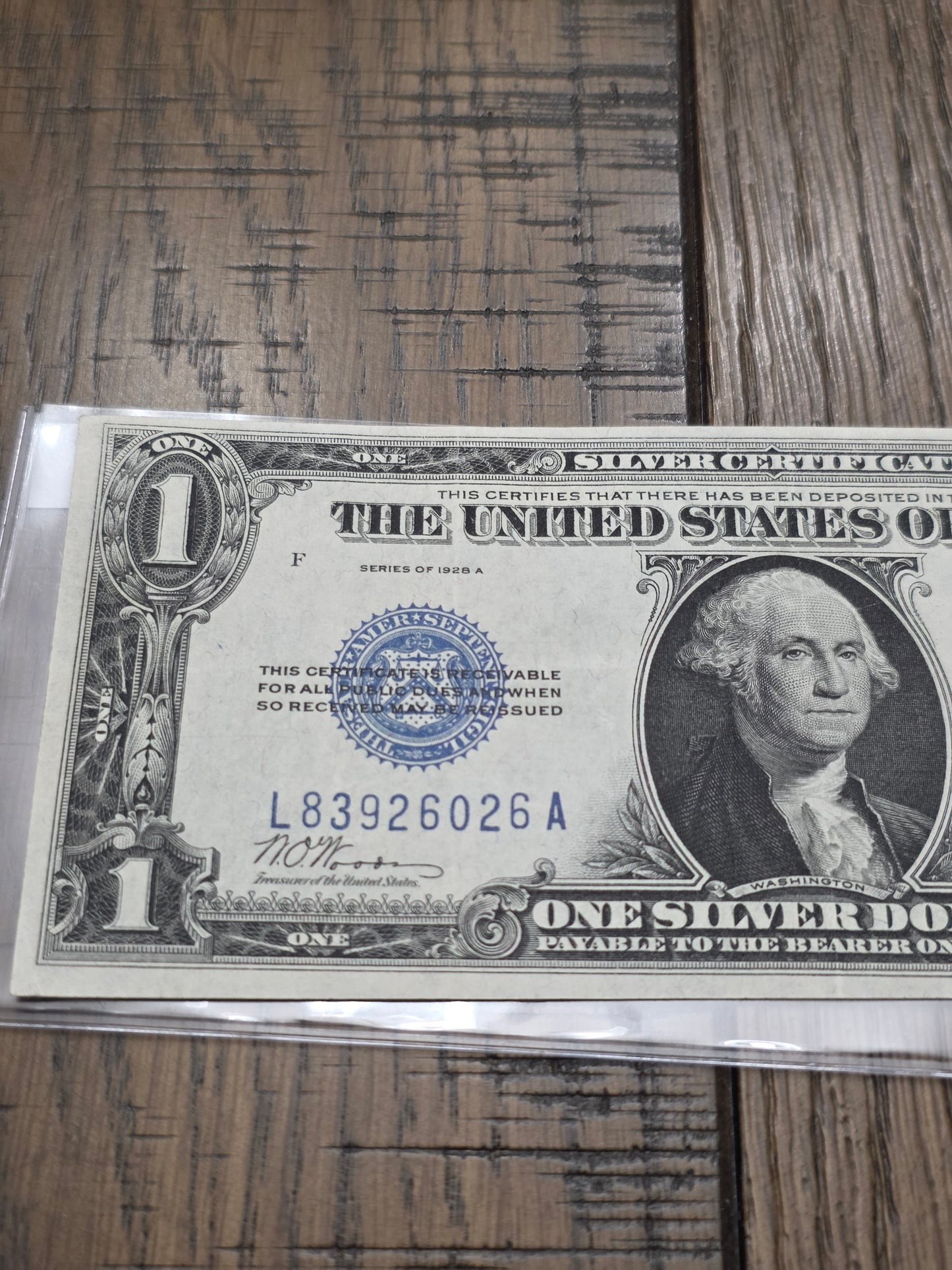 1928 Series A $1 Dollar Silver Certificate Funny Back  Blue Seal Note Uncirculated Condition
