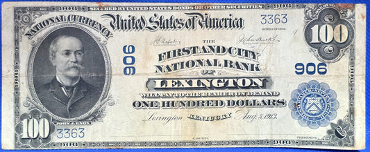 1902 Series $100 Lexington KY Bank Note First & City National Bank