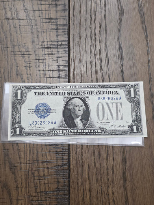 1928 Series A $1 Dollar Silver Certificate Funny Back  Blue Seal Note Uncirculated Condition