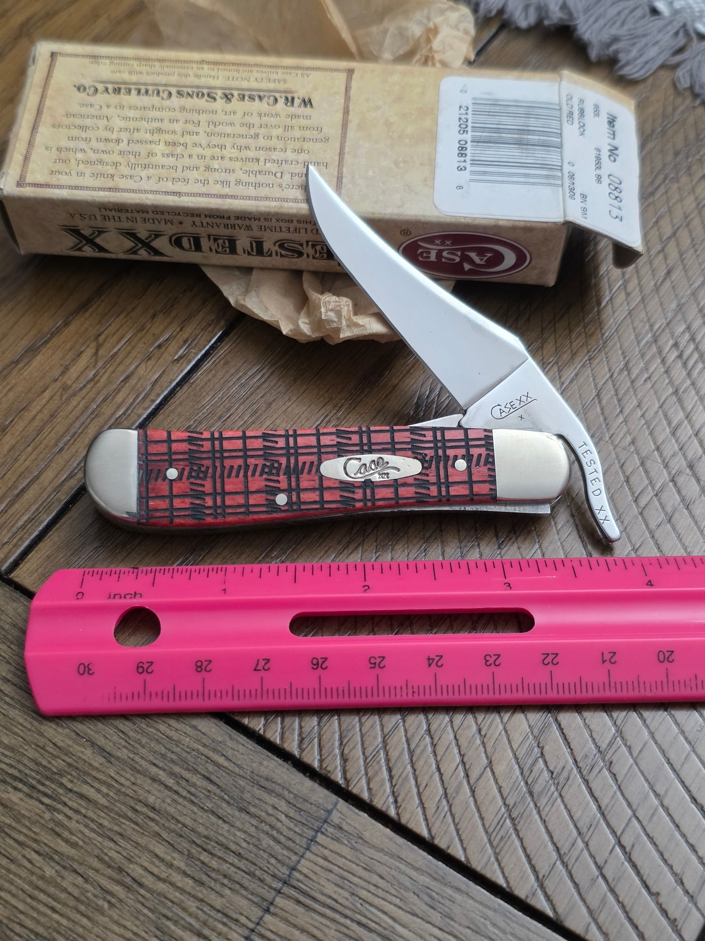 2009 Case XX Red Plaid Russlock old Red 08813