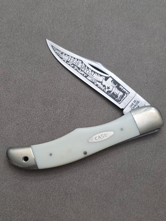 1977 Case XX Stainless Texas Special White Synthetic Folding Hunter