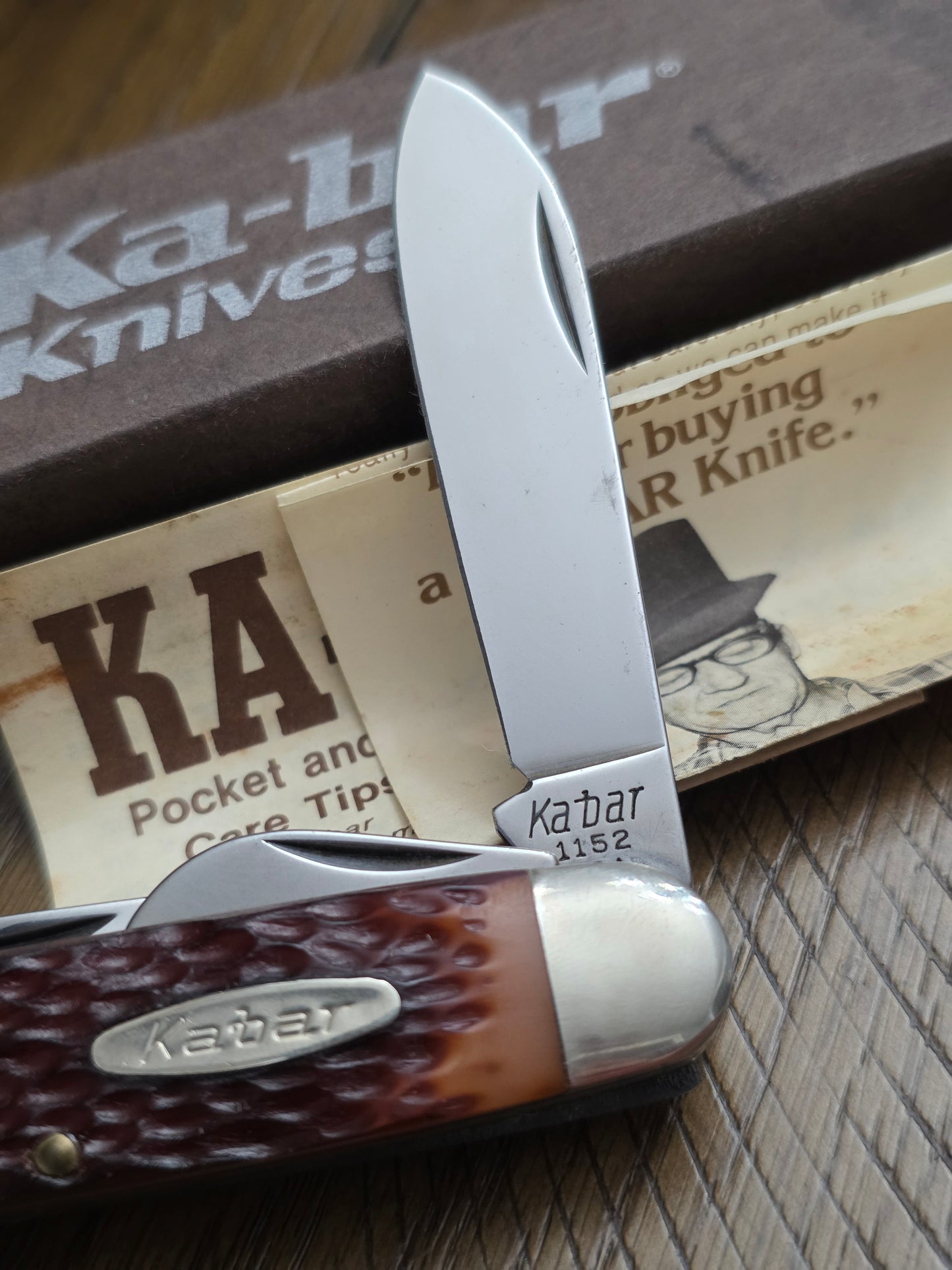 Ka-Bar 1152 Camp Knife Brown Jig Delrin Handles NIB