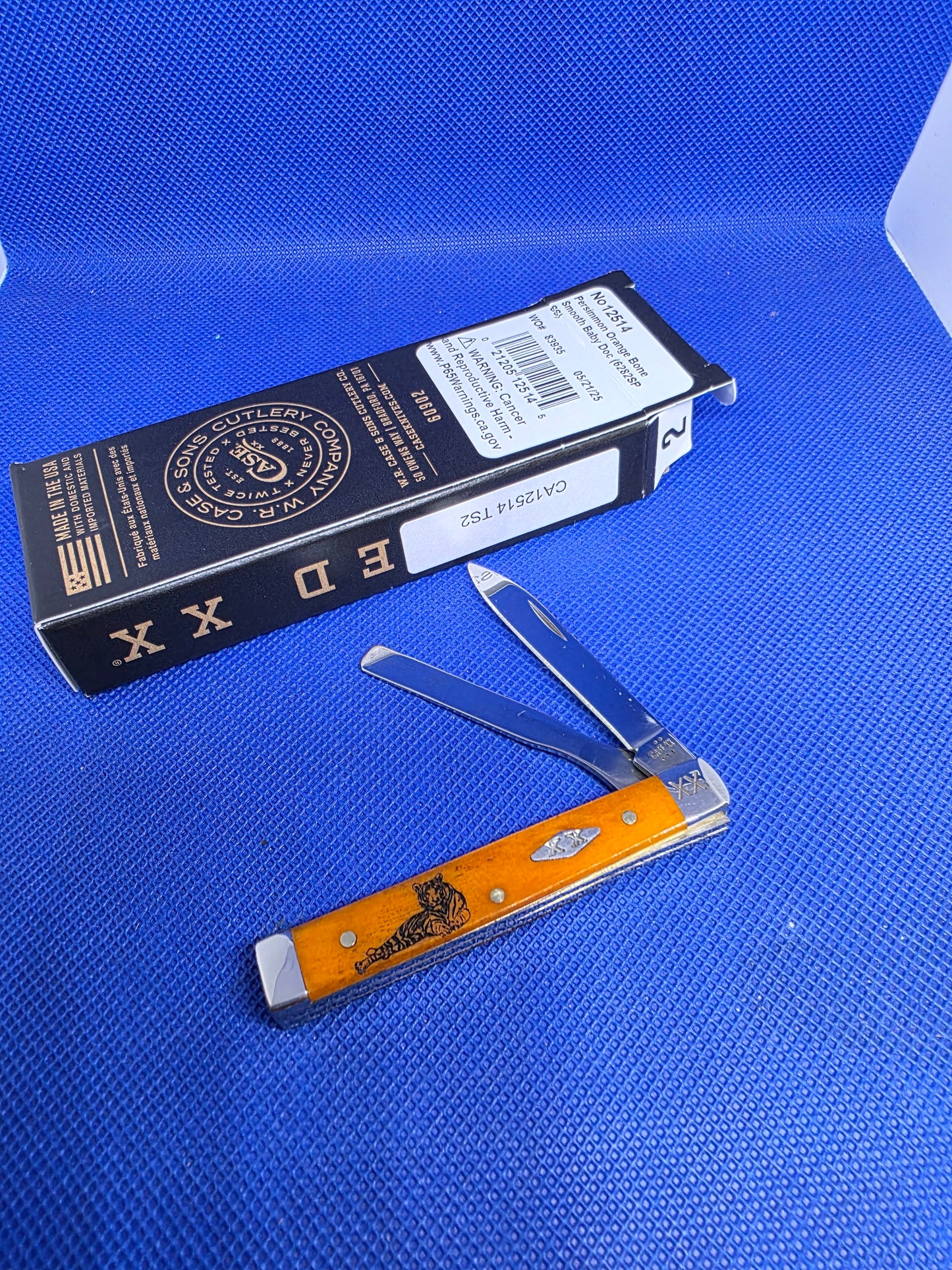 2025 Case XX Persimmon Orange Tiger Stripe 2 Baby Doc CA12514TS2