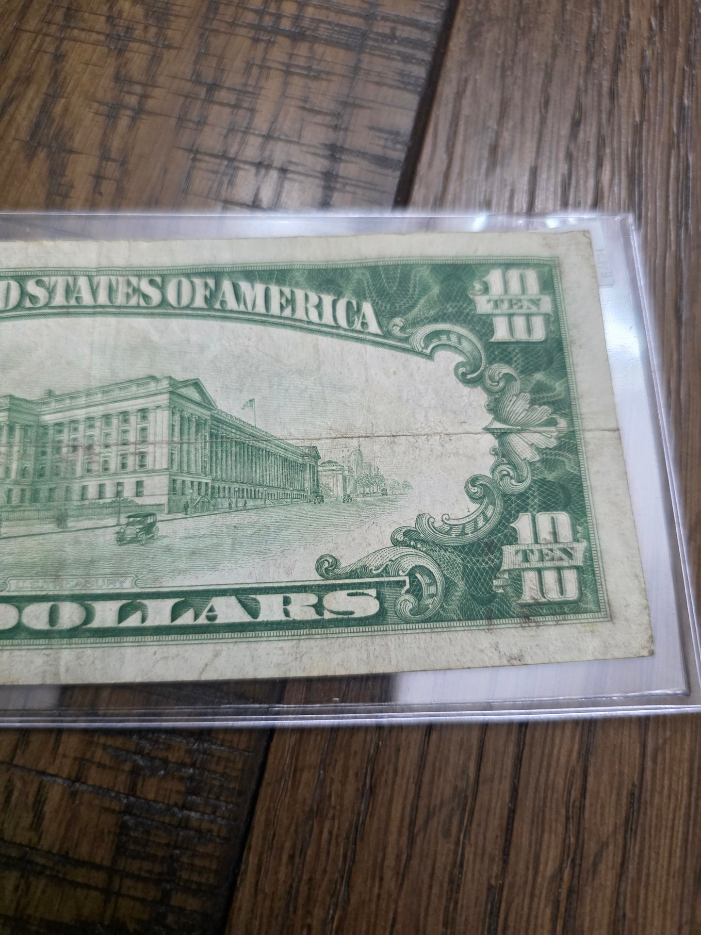 1928 B series $10 FRN Redeemable in Gold Light Green Ink VG