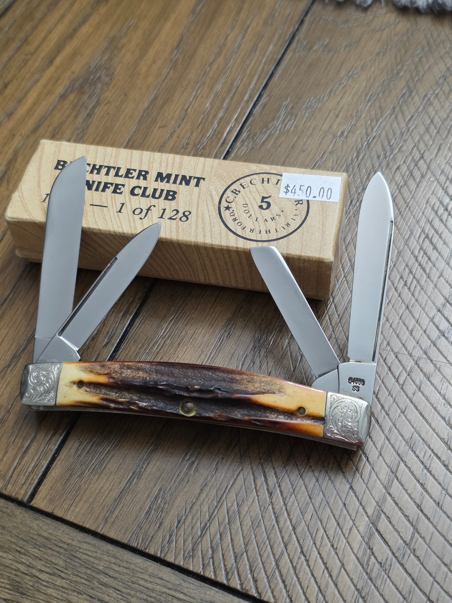 1986 Case XX 5488 Bechtler Mint Knife Club 1 of 128 Genuine Stag Handle