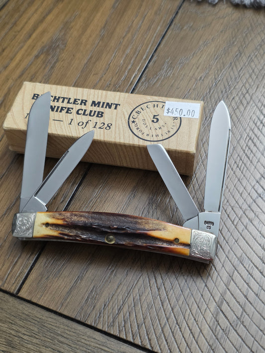 1986 Case XX 5488 Bechtler Mint Knife Club 1 of 128 Genuine Stag Handle