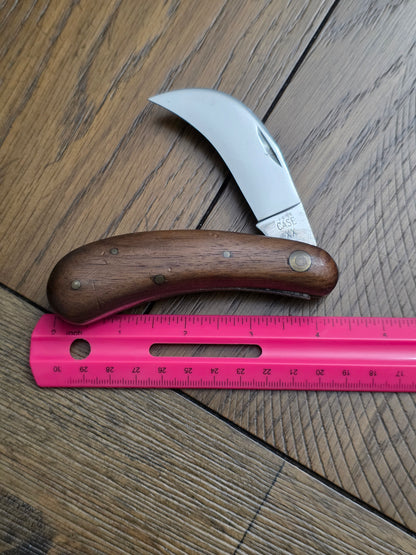 1940-64 Case XX Hawkbill Pruner with Walnut Wooden Handles Factory Edge