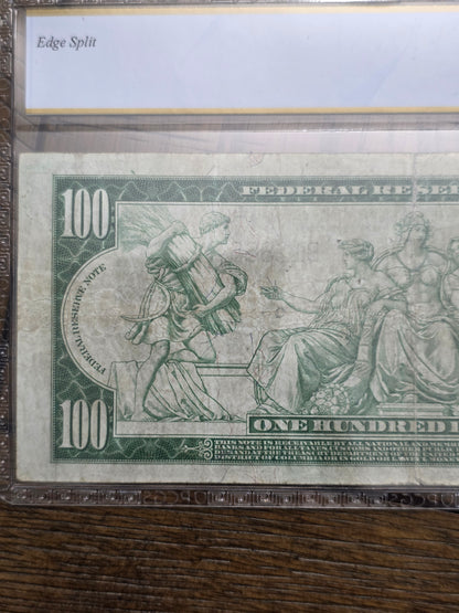 1914 $100 Federal Reserve Note New York VF 20 PCGS Grade