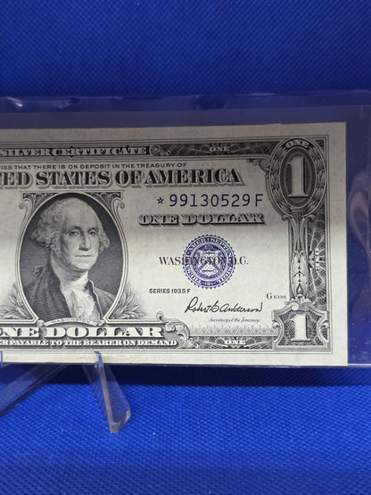 1935 Series F $1 Dollar Silver Certificate Blue Seal Star Note VF condition