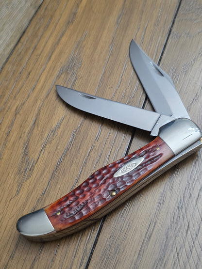 1940-64 Case XX Red Bone Folding Hunter Red Bone Jigged Handles 6265SAB