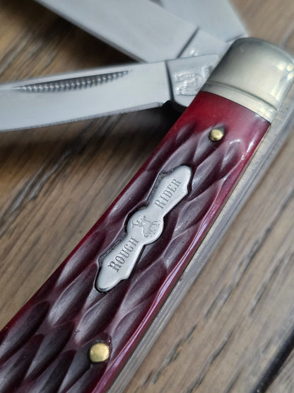 Rough Rider 3 Blade Mini Trapper Red Jig Bone PROPELLER Shield RR430
