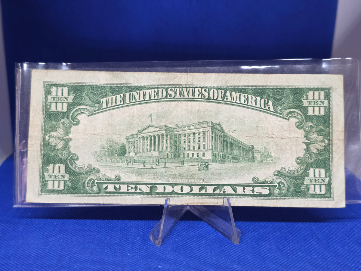 1928 Series $10 Gold Certificate Yellow Seal Good Condition