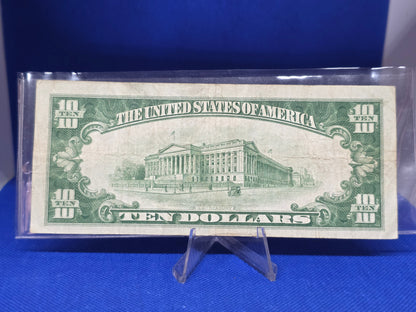 1928 Series $10 Gold Certificate Yellow Seal Good Condition